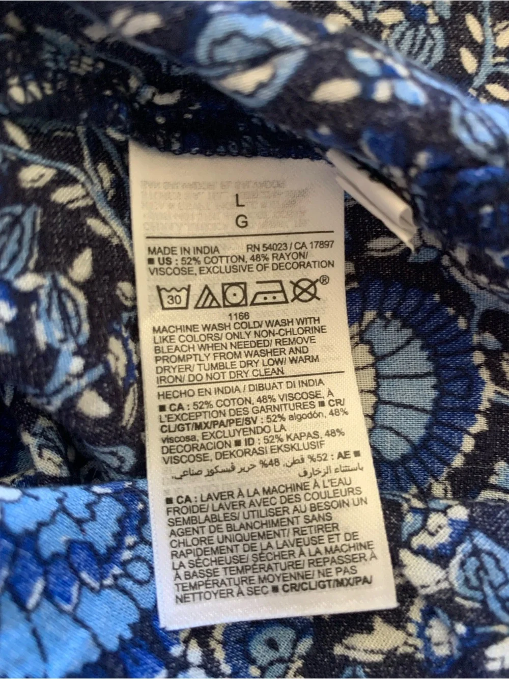 Old Navy Blue Floral Boho Peasant Top Short Sleeve Tassel Large‎